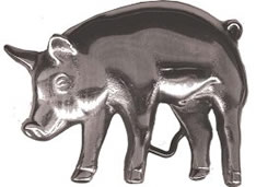 Chrome Pig cutout 3-D buckle